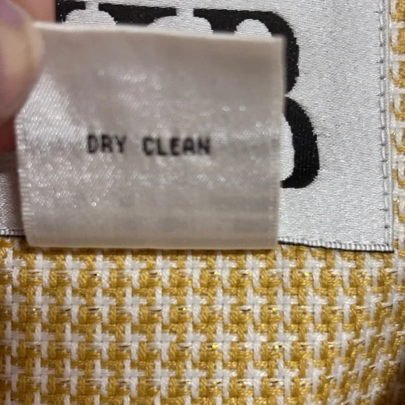 Women's Yellow and Gold Blazer with White Satin Accents - Picture 6 of 7